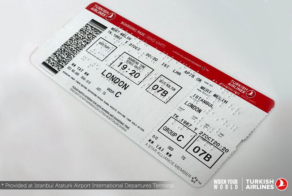 kam Ombord Metode Turkish Airlines introduces Braille boarding passes for visually impaired  customers | Kathmandu Tribune | News from Nepal and the World